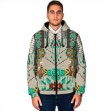 GB-NAT00069-02 Green Pattern Men's Padded Hooded Jacket