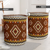 GB-NAT00415-02 Ethnic Geometric Brown Pattern Laundry Basket