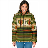 GB-NAT00559-03 Green Native Women's Padded Hooded Jacket