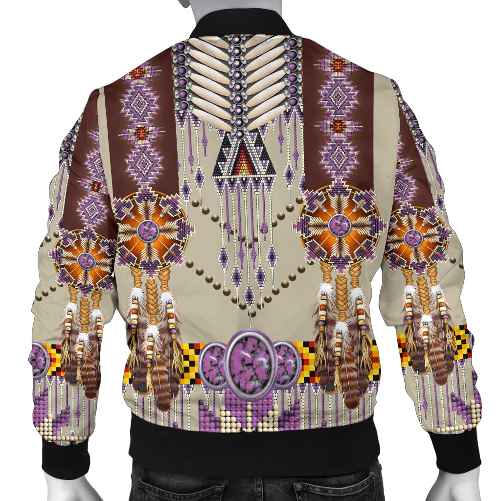 Powwow Store gb nat00069 03 purple pattern breastplate mens bomber jacket