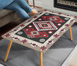 Ethnic Red Gray Pattern Native American Rectangular Coffee Table - Powwow Store