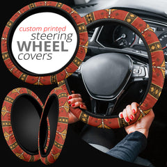 GB-NAT00331 Geometric Pattern Red  Steering Wheel Cover