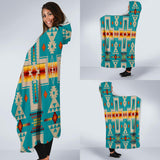 GB-NAT00062-05 Turquoise Design Native Hooded Blanket