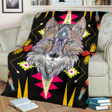 Powwow Store gb nat00345 wolf full color pattern blanket