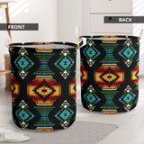 GB-NAT00321 Native American Patterns Black Red Laundry Basket