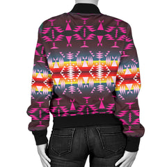 GB-NAT00653 Pattern Purple Native Women's Bomber Jacket