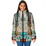 Powwow Storegb nat00069 turquoise blue pattern breastplate womens padded jacket new