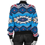 Powwow Storegb nat00542 blue pattern american womens bomber jacket