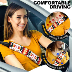 GB-NAT00075 White Tribes Pattern Seat Belt Cover