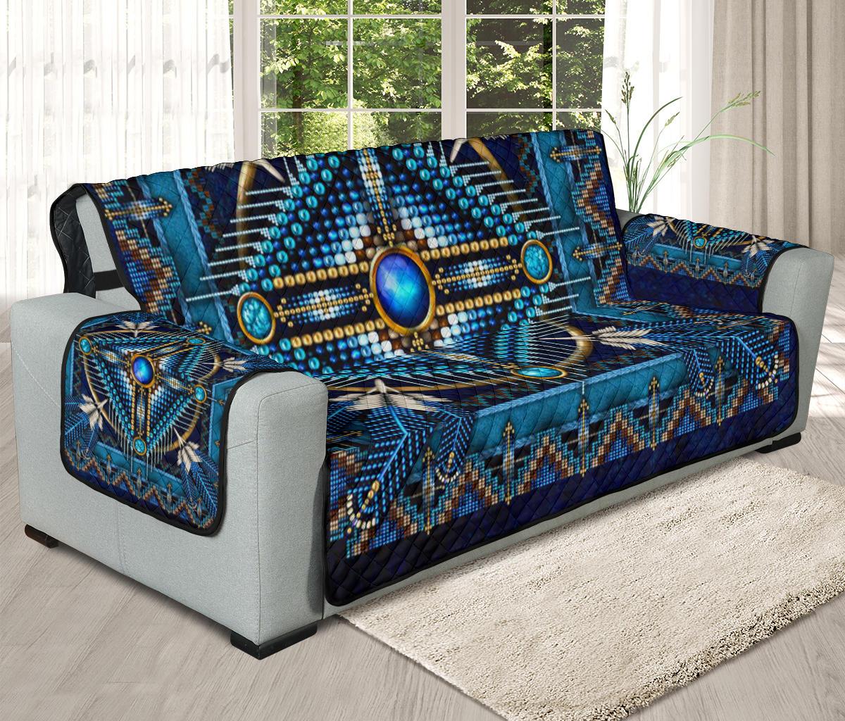 Mandala Blue Native American 78" Oversized Sofa Protector - Powwow Store