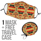 GB-NAT00046-15 Light Brown Tribe Pattern Face Mask And Travel Case