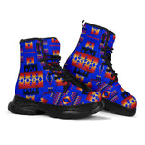 GB-NAT00046-06 Dark Blue Native Tribes Pattern Native American Chunky Boot