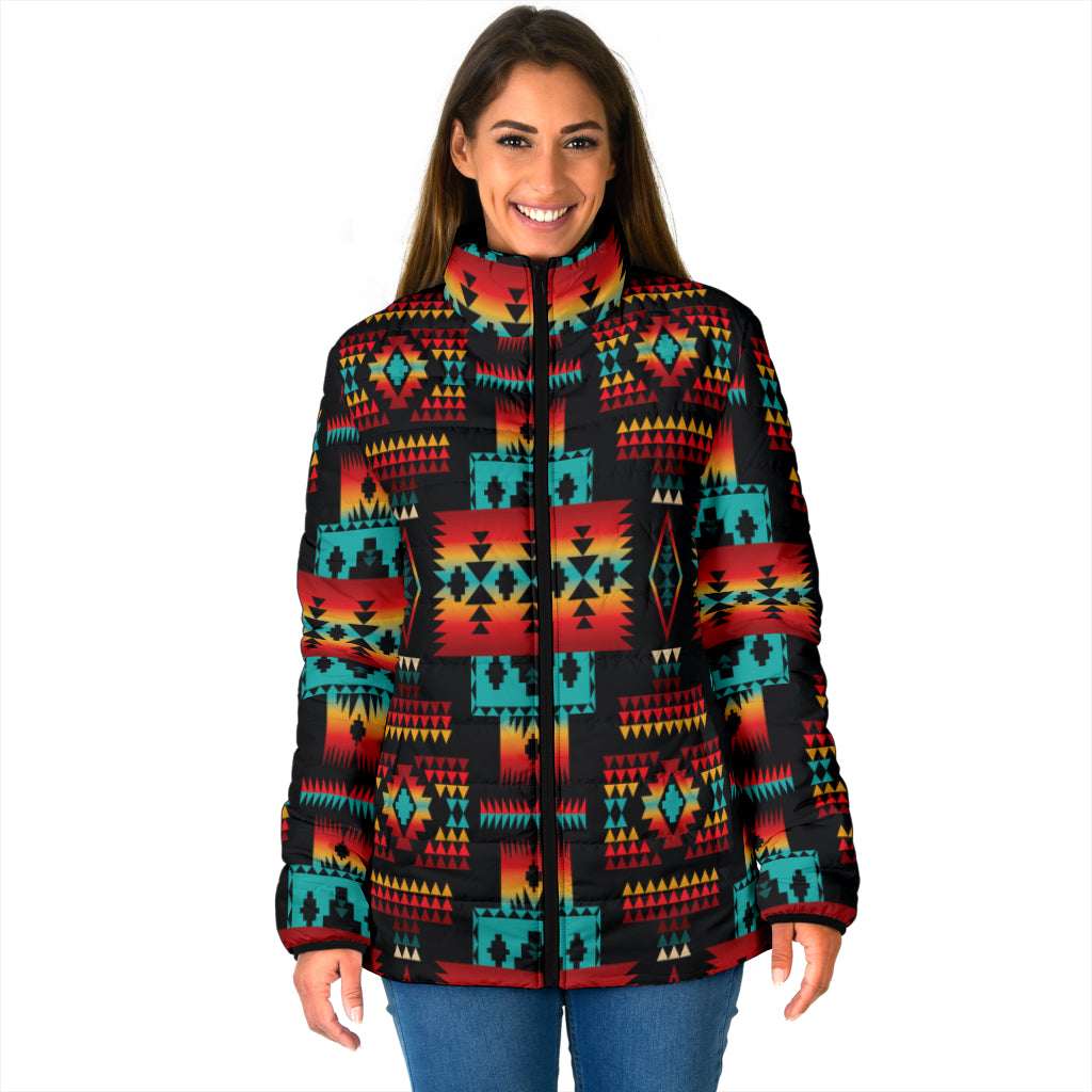 GB-NAT00046-02 Black Native Tribes Pattern Women's Padded Jacket New