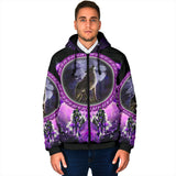 GB-NAT00564 Howling Wolf Dream Catcher Men's Padded Hooded Jacket