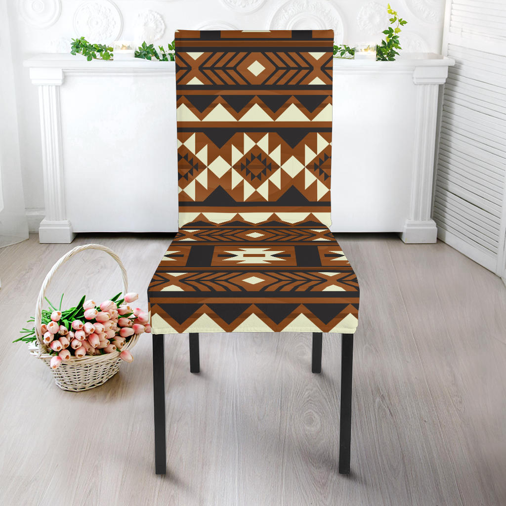 Native Chair Covers GB-NAT00508 Brown Pattern Native Dining Chair Slip Cover – Powwow Store