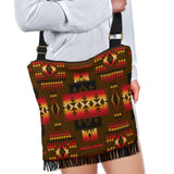 GB-NAT00046-08 Brown Native Tribes Pattern Native American Crossbody Boho Handbag