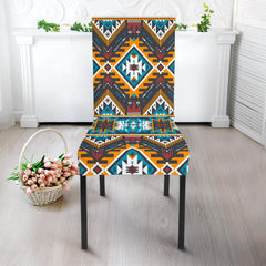 GB-NAT00406 Yellow Aztec Geometric Dining Chair Slip Cover - Powwow Store