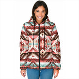 GB-NAT00540 Red Vector Women's Padded Hooded Jacket