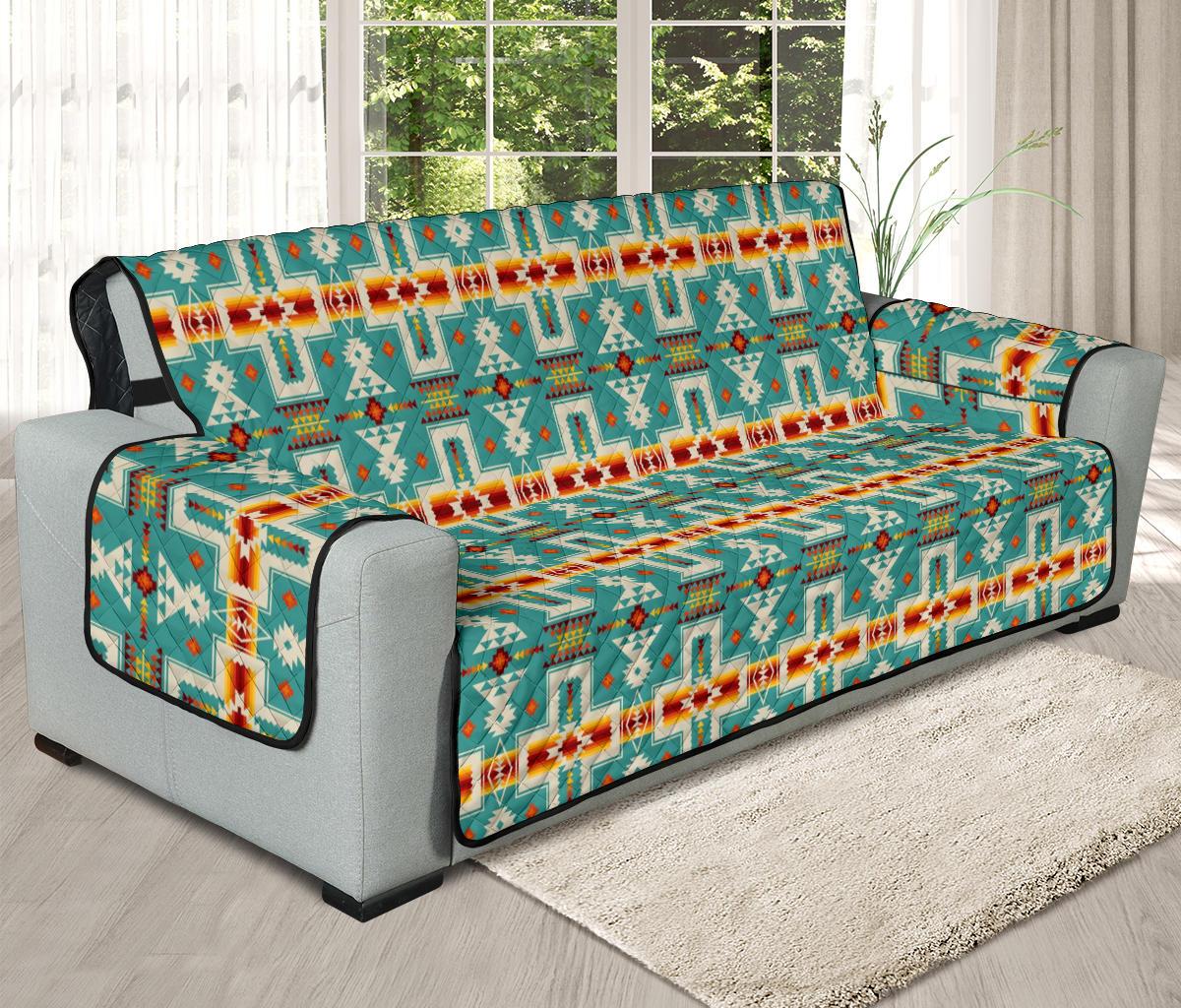 Native American Tribe Navy Pattern 78' Chair Sofa Protector - Powwow Store