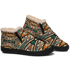 Orange Native Tribes Pattern Native American Winter Sneakers - Powwow Store