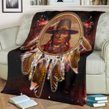 Powwow Store gb nat00353 chief dream catcher red galaxy blanket