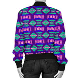 GB-NAT00628 Purple Pattern Native Women's Bomber Jacket