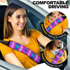GB-NAT00630 Pink Pattern Native Seat Belt Cover