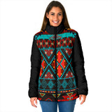 Powwow Storegb nat00112 dark brown red pattern womens padded jacket new