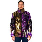 Powwow Storegb nat0005 dreamcatcher purple wolf mens padded jacket