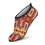 GB-NAT00062-11 Tan Tribe Design Native American Aqua Shoes