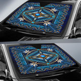 Naumaddic Arts Blue Native American Design Auto Sun Shades No USE