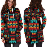 GB-NAT00046-02 Black Native Tribes Pattern Native American Hoodie Dress