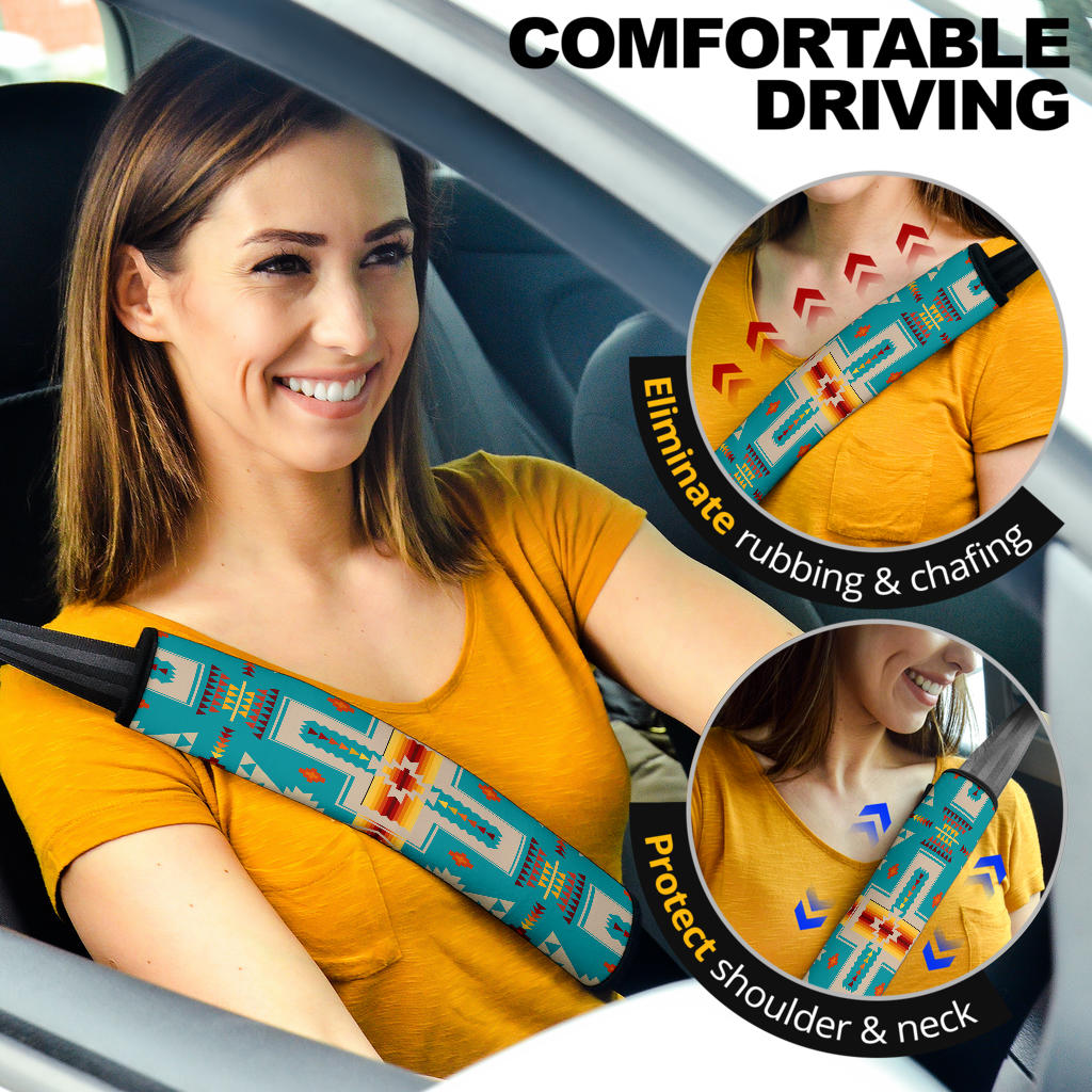 GB-NAT00062Turquoise Tribe Design  Seat Belt Cover
