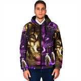 Powwow Storegb nat0005 dreamcatcher purple wolf mens padded hooded jacket