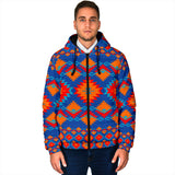 GB-NAT00520  Red & Yellow Geometric Men's Padded Hooded Jacket