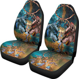 Powwow Store yellow blue wolves car seat covers