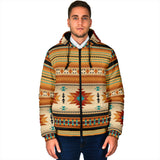 Powwow Storegb nat00559 yellow native pattern mens padded hooded jacket