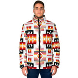 GB-NAT00075 White Tribes Pattern Native  Men's Padded Jacket