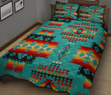Blue Tribe Pattern Native American Quilt Bed Set