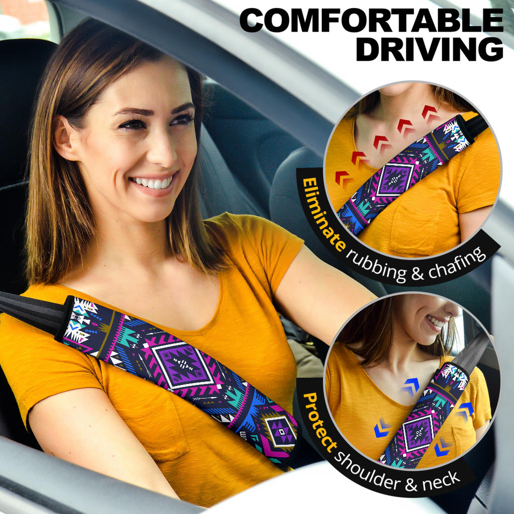 GB-NAT00380 Purple Tribe Pattern Seat Belt Cover