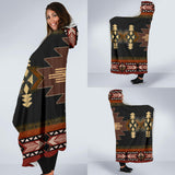 GB-NAT00139 Brown Geometric Native Hooded Blanket