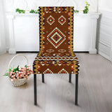 GB-NAT00415-02 Ethnic Geometric Brown Pattern Dining Chair Slip Cover