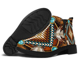 Naumaddic Arts Brown Native American Design Fashion Boots