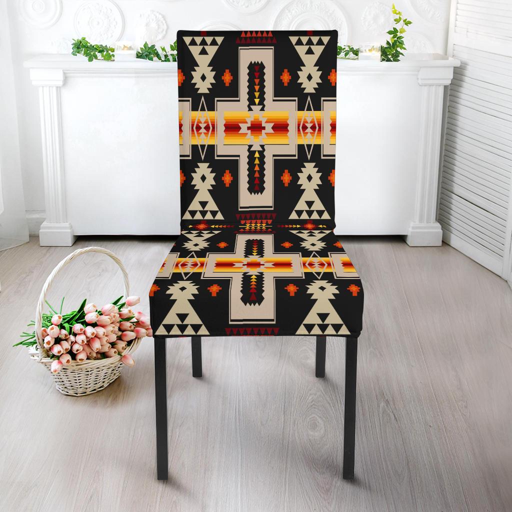 Native Chair Covers Black Tribe Design Native American Dining Chair Slip Cover – Powwow Store
