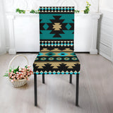 GB-NAT00509 Green Ethnic Aztec Pattern Dining Chair Slip Cover