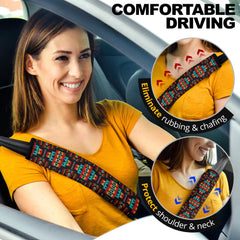 GB-NAT00046-02 Black Native Tribes Pattern  Seat Belt Cover