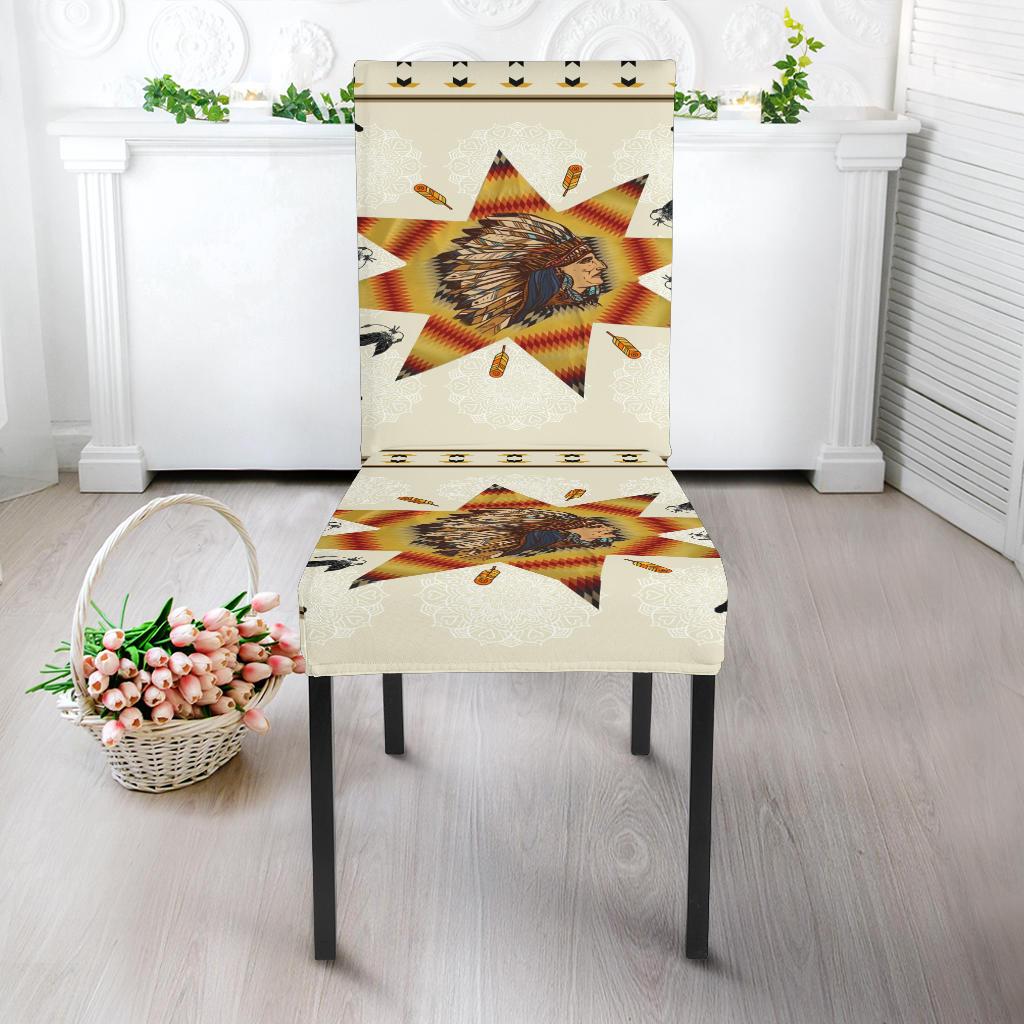 Tribe Chief & Warriors Native American Dining Chair Slip Cover - Powwow Store
