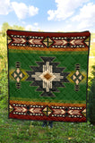 Southwest Green Symbol Native American Premium Quilt