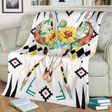 Powwow Store gb nat00346 bison yellow flower blanket