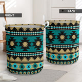 GB-NAT00509 Green Ethnic Aztec Pattern Laundry Basket